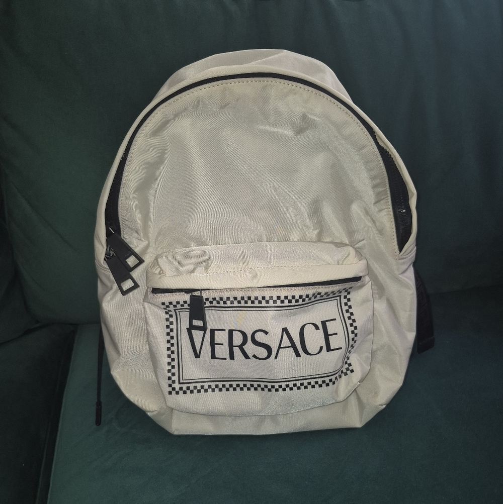 Versace Ivory Backpack with Black Accents